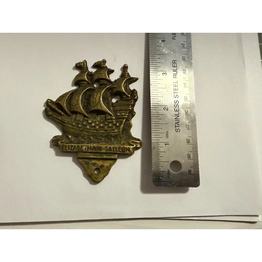 Vintage Set Brass Nautical Ship Wall Elizabethan Galleon Decor Boat Door